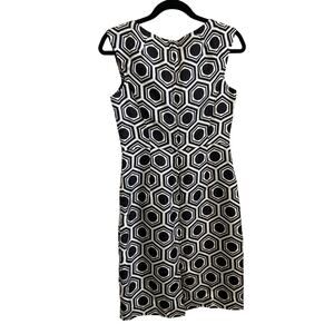 Milly Black and White Geometric Sheath Dress